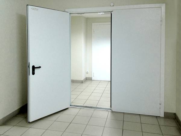 Белая двупольная пожаростойкая дверь
